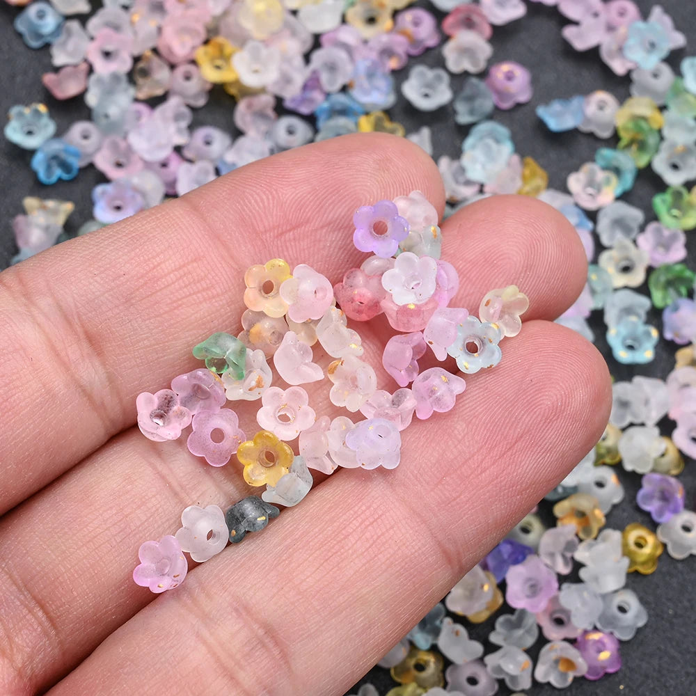 Multicolor lily of the valley beads for DIY jewelry making, colorful floral bead assortment