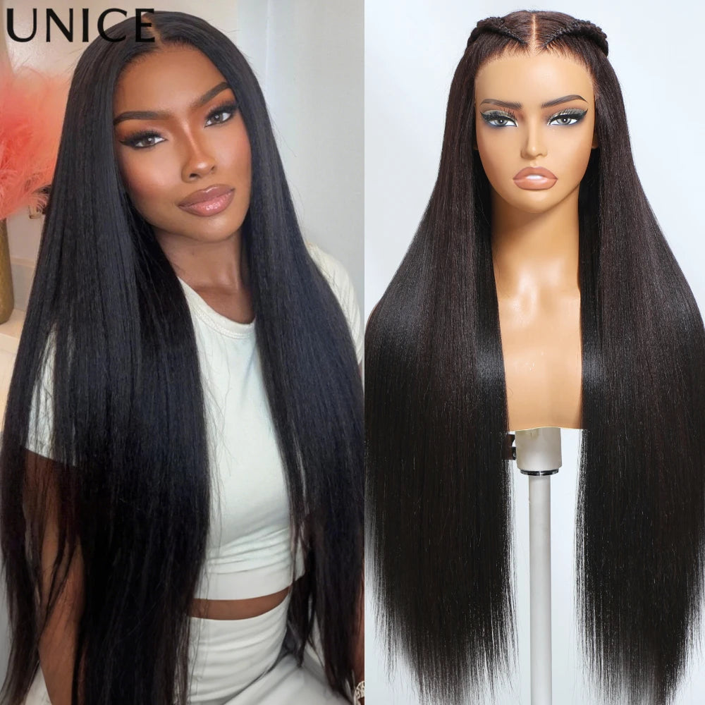 Yaki straight human hair wig, glueless 7x5 lace ready-to-wear style by HSF Marketplace