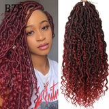 Ombre Goddess Faux Locs crochet braiding hair with curly ends, 18 inches, synthetic river locs extensions by HSF Marketplace