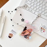HSF Marketplace Kpop photocard holder keychain for ID and credit cards, clear card sleeve design