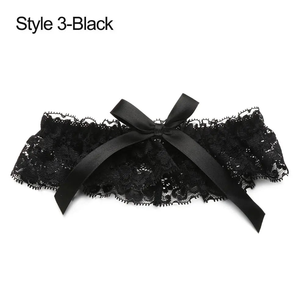 Women’s lace bow garter belt thigh ring with bowknot detail for bridal lingerie and cosplay costumes