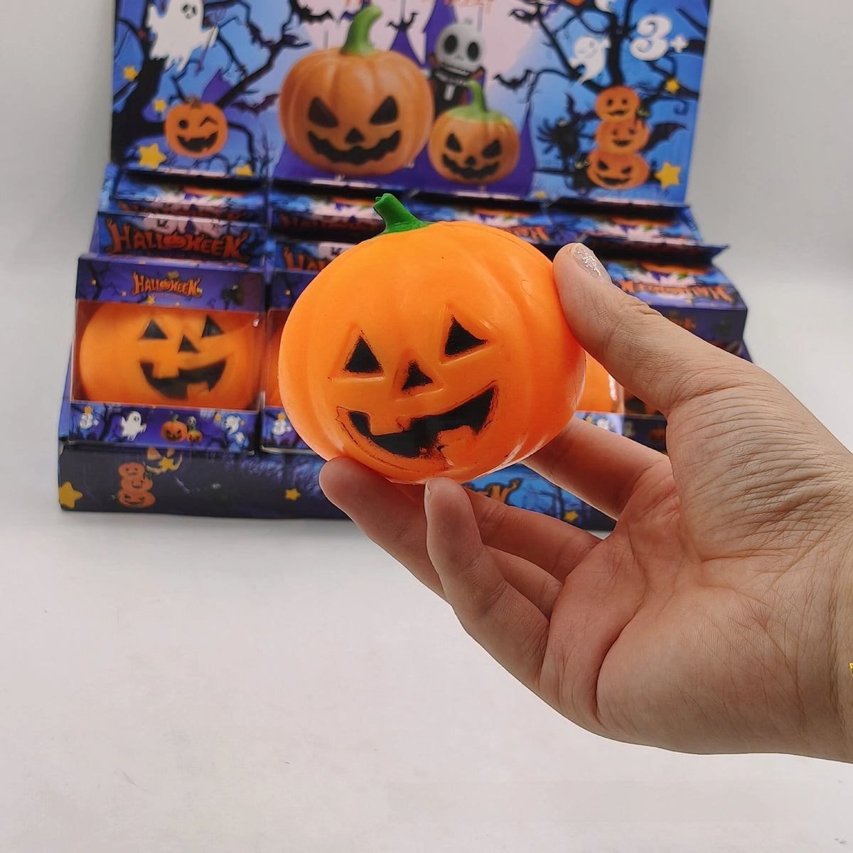 Pumpkin head squishy toy by HSF Marketplace for stress relief and sensory play