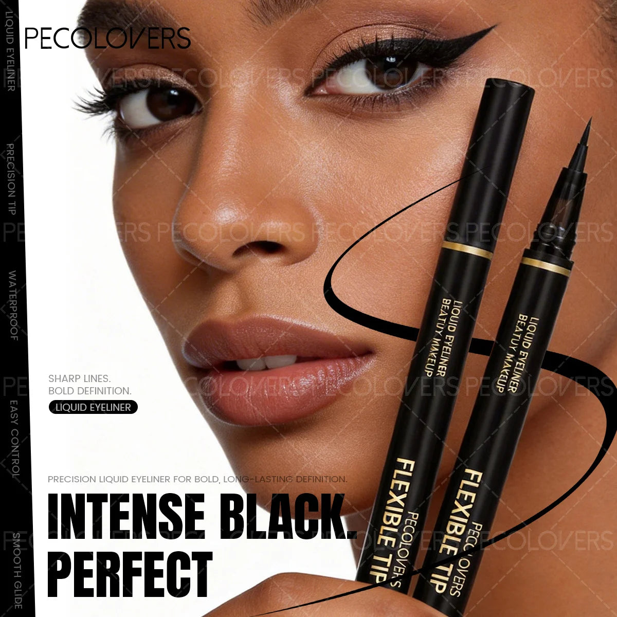 10-piece HSF black liquid eyeliner kit with precision slim-tip pens for smooth, fast-drying eye makeup application
