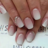 24-piece oval short pink ombre press-on false nails by HSF Marketplace for women and girls
