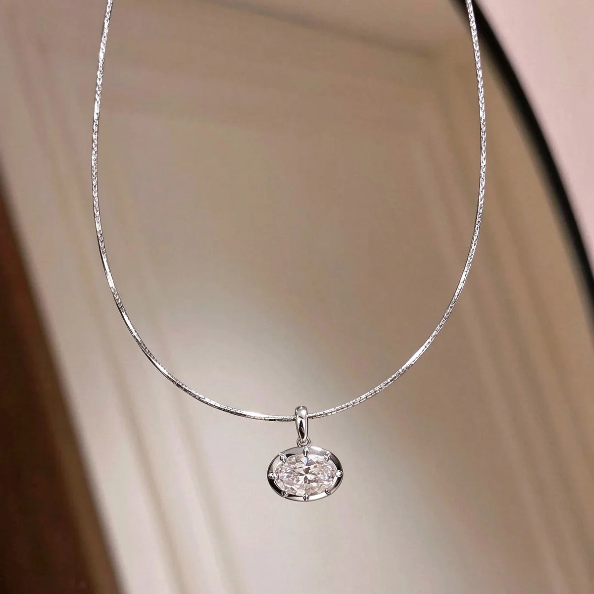 Elegant oval diamond pendant drape earrings for women in a simple high-end fashion design