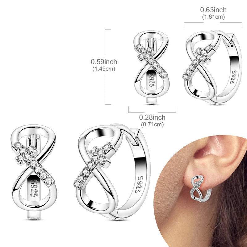 925 sterling silver hoop earrings with zirconia stones, hypoallergenic jewelry for women and girls