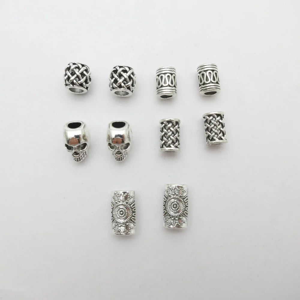 Skull helmet Viking beads for hair braids and dreadlocks, 10-piece set by HSF Marketplace