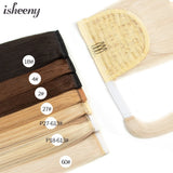Isheeny straight human hair ponytail extension, natural Brazilian Remy wrap clip-in style
