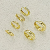3 pairs gold-plated stainless steel crystal zirconia hoop earrings for women, simple circle punk jewelry