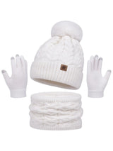 Women's warm knitted 3-piece winter set with hat, neck warmer, and gloves by HSF Marketplace