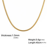 HSF Marketplace stainless steel round snake chain necklace, unisex jewelry on a clean background