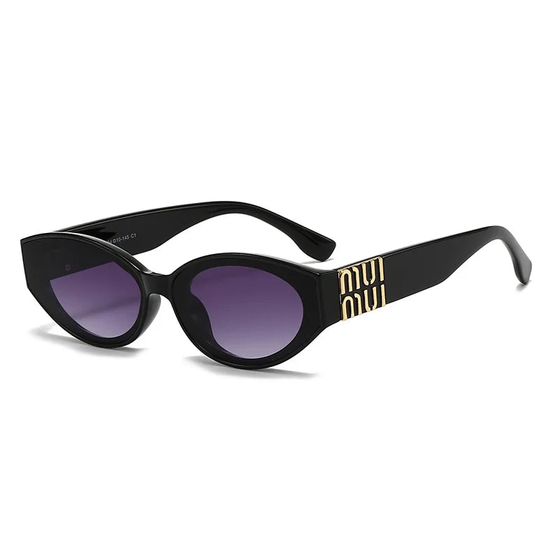 Unisex HSF Marketplace oval glamour sunglasses with minimalist frames and dark UV400 lenses