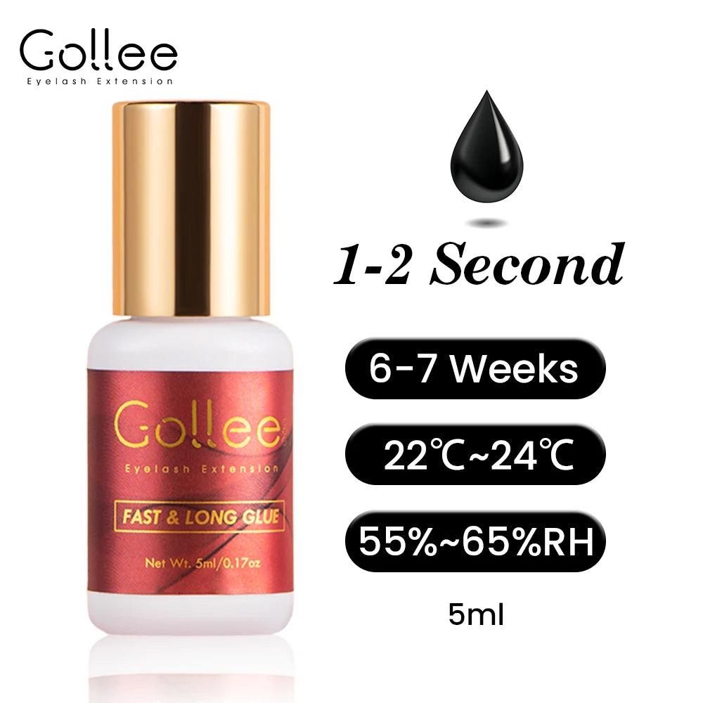 Gollee All Season Glue for Lash Extension 0.5s Fast Drying Strong Glue Stick False Eyelash 6-8 Weeks Waterproof Adhesive Makeup