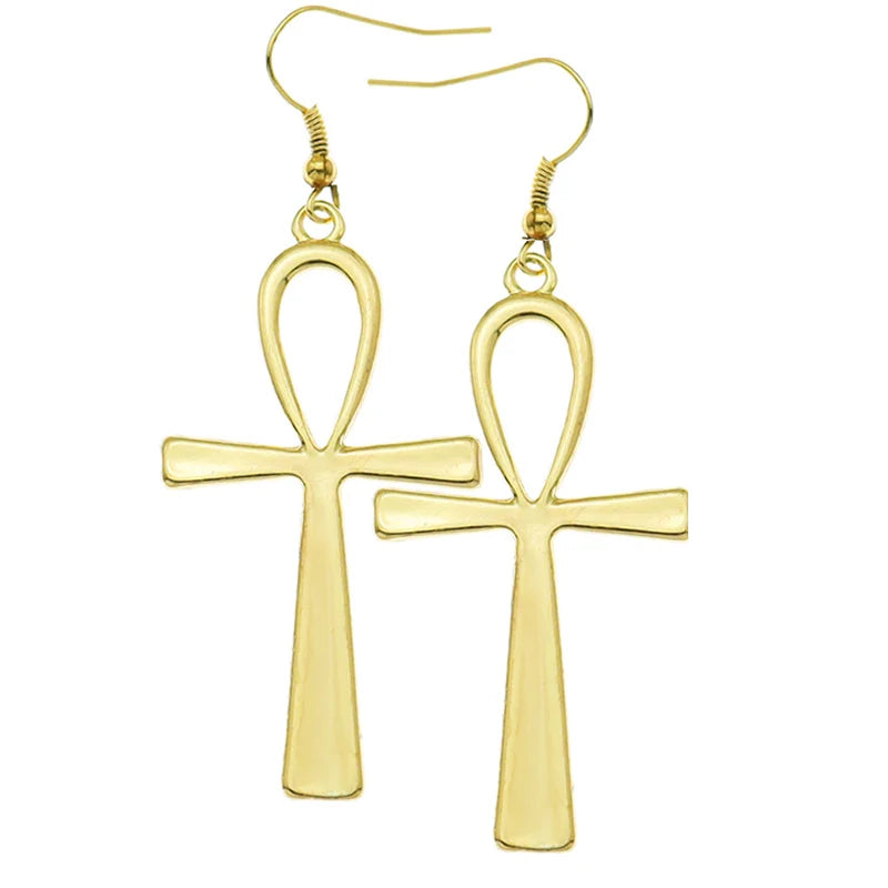 Vintage gold Egyptian queen hoop earrings for women, elegant jewelry by HSF Marketplace