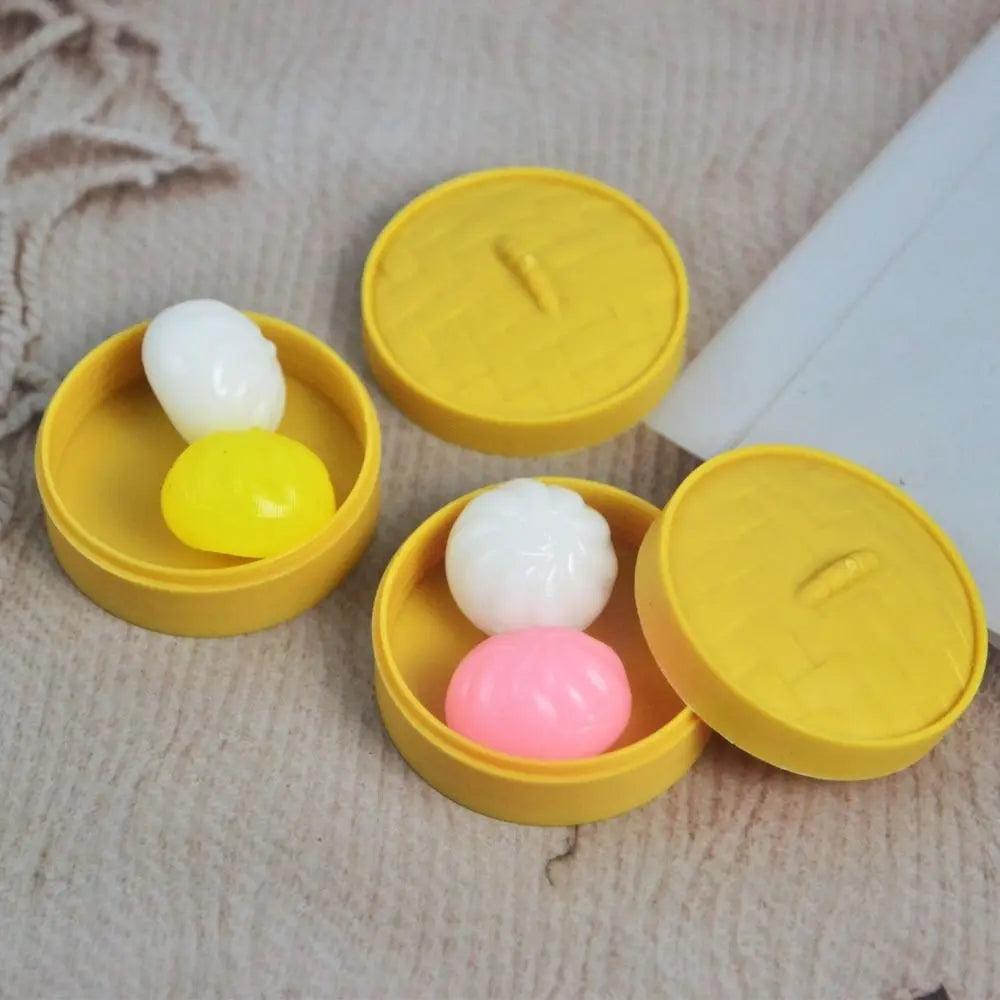 Soft Cute Mini Dumplings Squishy With Steamer Food Shape Squishy Crystal Bun Squeezable Pinch Fidget Sensory Toy Kids Toy