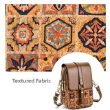 Bohemian printed PU leather phone bag with ethnic design, versatile crossbody style, for ladies, featuring a single shoulder strap.