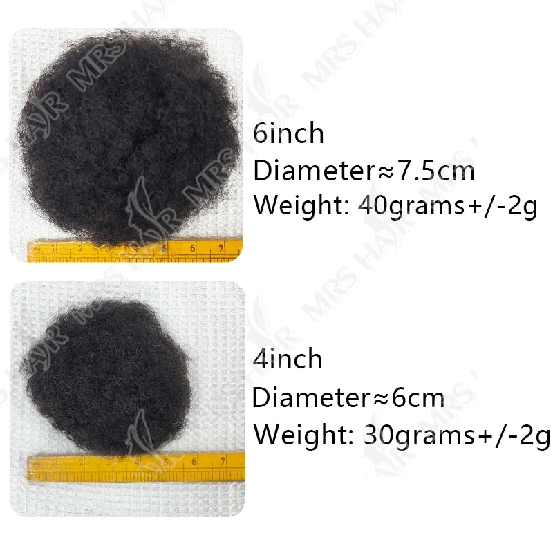 Curly human hair afro kinky puff drawstring ponytail high bun updo extension, 4–8 inch, HSF Marketplace