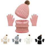 Warm women’s knitted winter hat, scarf, and gloves set by HSF Marketplace for outdoor wear