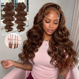 Chocolate Brown Body Wave Crochet Hair Boho Braids Miracle Knots Hair Human Crochet Hair  High Quality Pre-Separated Invisible Wet And Way Crochet Hair Extensions