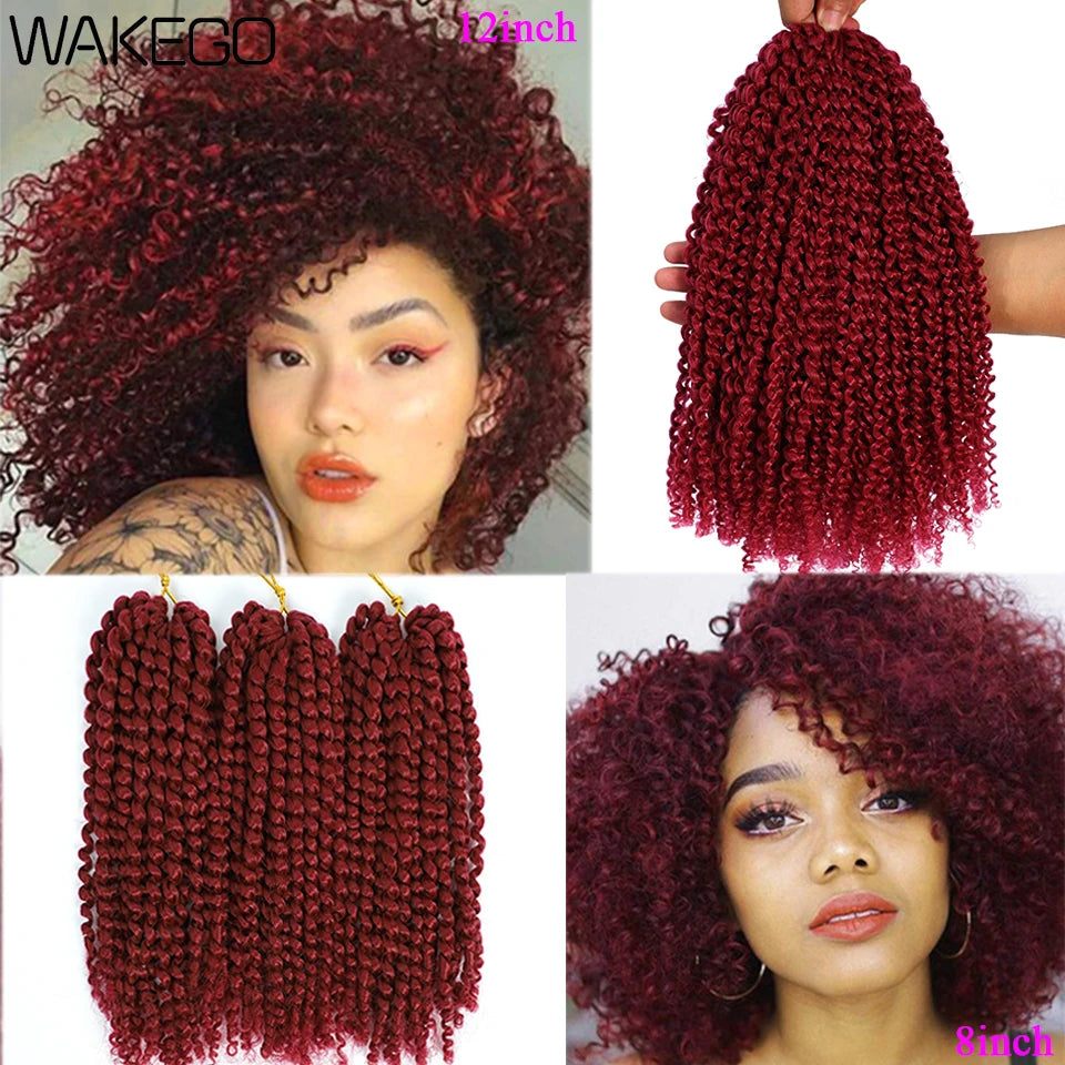 Wakego 12 Inch Marlybob Crochet Braids Afro Curly Short Passion Twist Marlybob Jerry Curl Crochet Hair Kinky Twist Braiding Hair