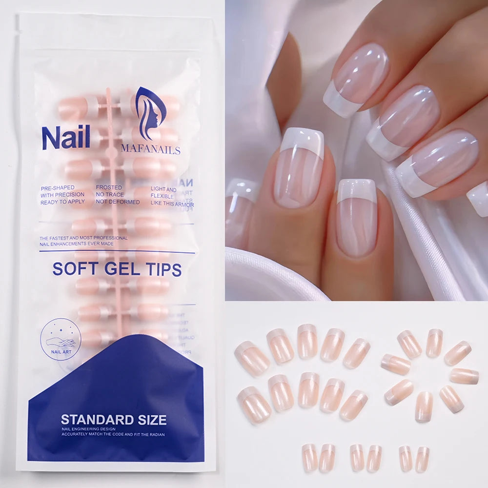 120-piece medium-long square acrylic French press-on false nails in mixed sizes by HSF Marketplace
