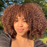 Short curly human hair wig with bangs, Afro kinky style, glueless full machine-made wig, 250 density, Remy hair by HSF Marketplace