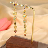 Colorful zircon water drop long tassel earrings for women by HSF Marketplace