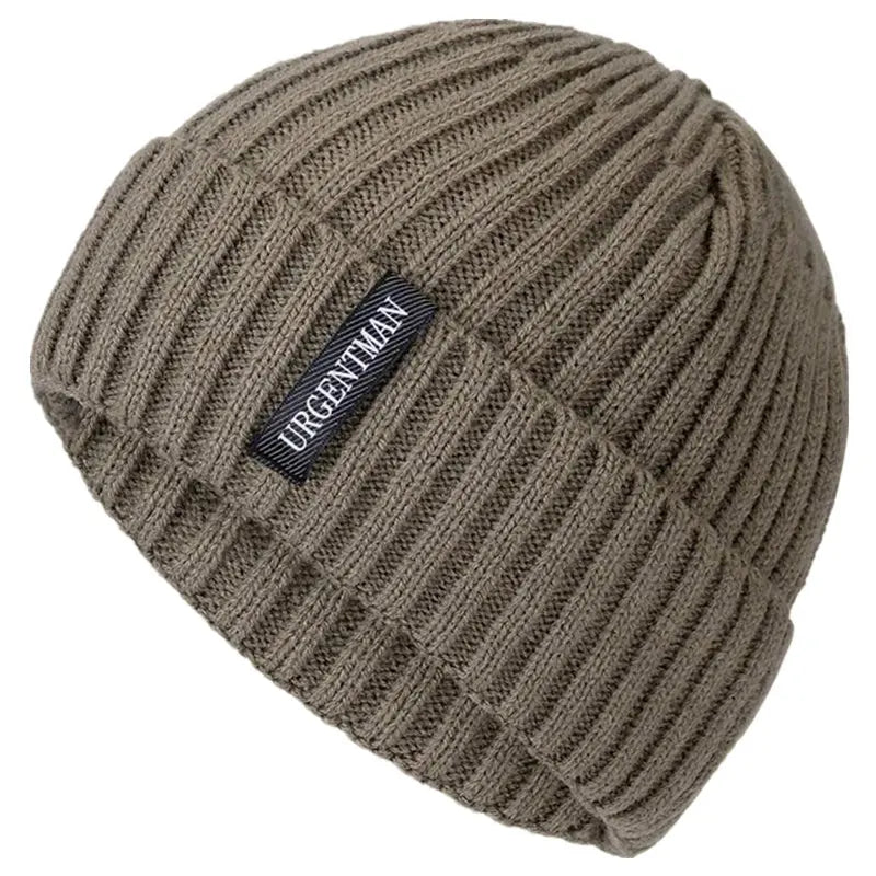 URGENTMAN unisex warm winter beanie hat with plush fur lining and thick knitted design