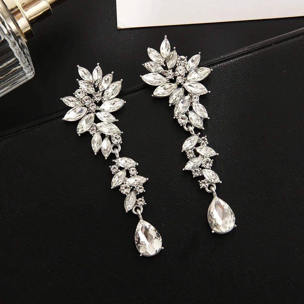 Champagne crystal drop earrings by HSF Marketplace for an elegant wedding look