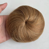 Brown-blonde 6-inch human hair drawstring bun wig hairpiece for thinner hair by HSF Marketplace