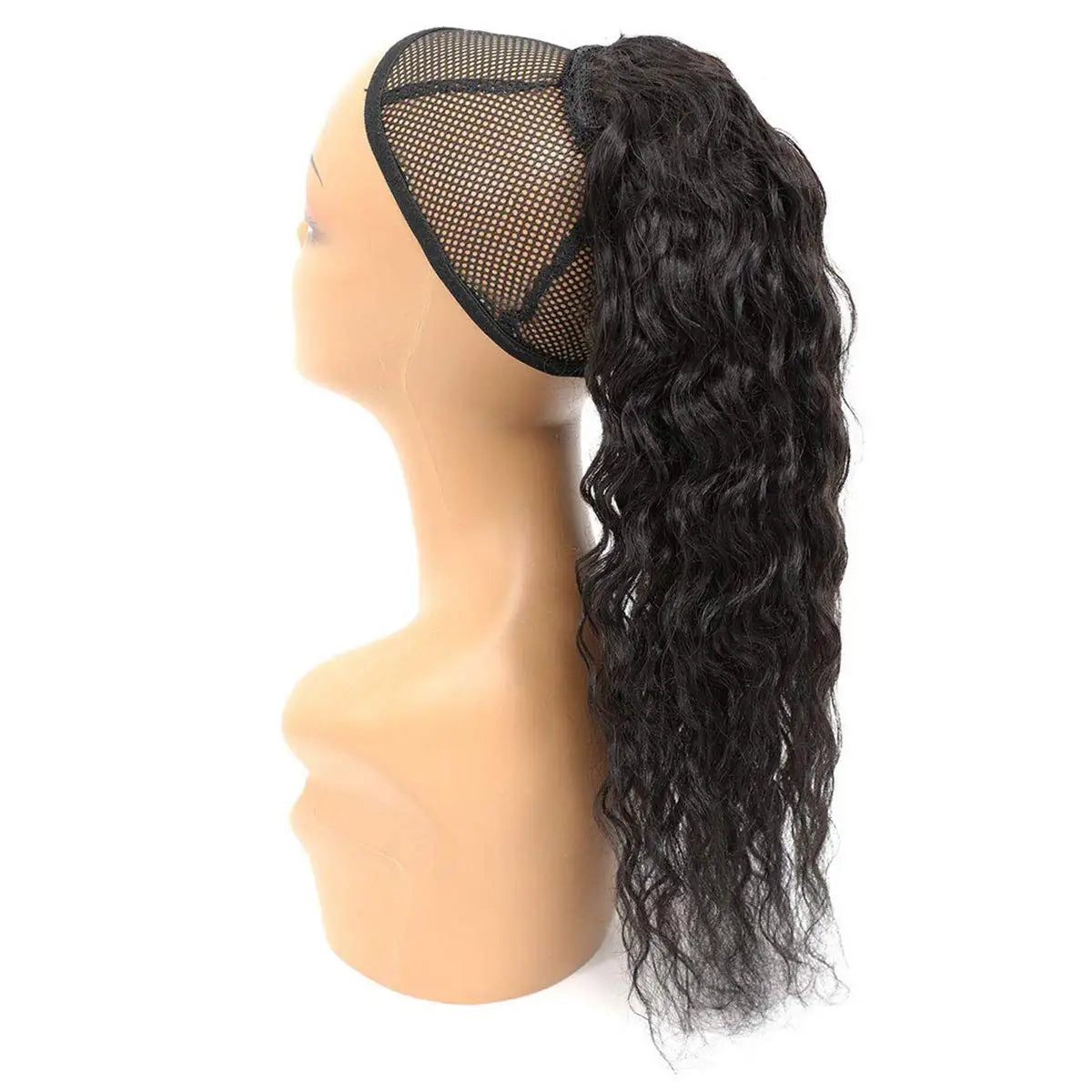 Water wave wrap-around drawstring ponytail human hair extension by HSF Marketplace