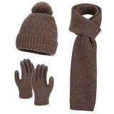 Women's Korean style knitted wool hat and scarf set in a warm winter design