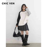 Women's Korean contrast splicing T-shirt, casual short-sleeve K-Culture merch by HSF Marketplace