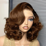 12A Double Drawn Human Hair Bouncy Wave 13x4 Lace Front Wigs 250 Density Vietnamese Hair Wear and Go Glueless Curly Wig