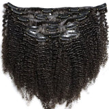 IXTUYLLY 4C clip-in virgin Remy human hair extensions, tight small afro kinky curls in African black shade