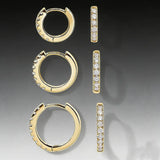 6-piece set of 925 sterling silver 18k gold-plated zirconia huggie hoop earrings for women