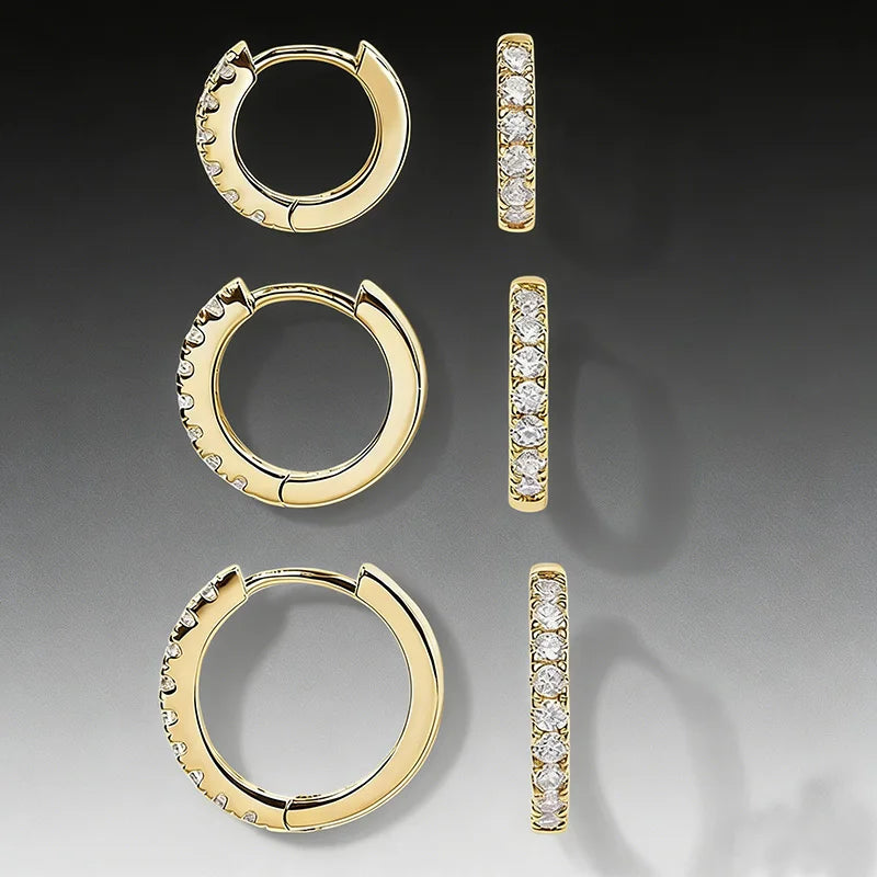 6-piece set of 925 sterling silver 18k gold-plated zirconia huggie hoop earrings for women