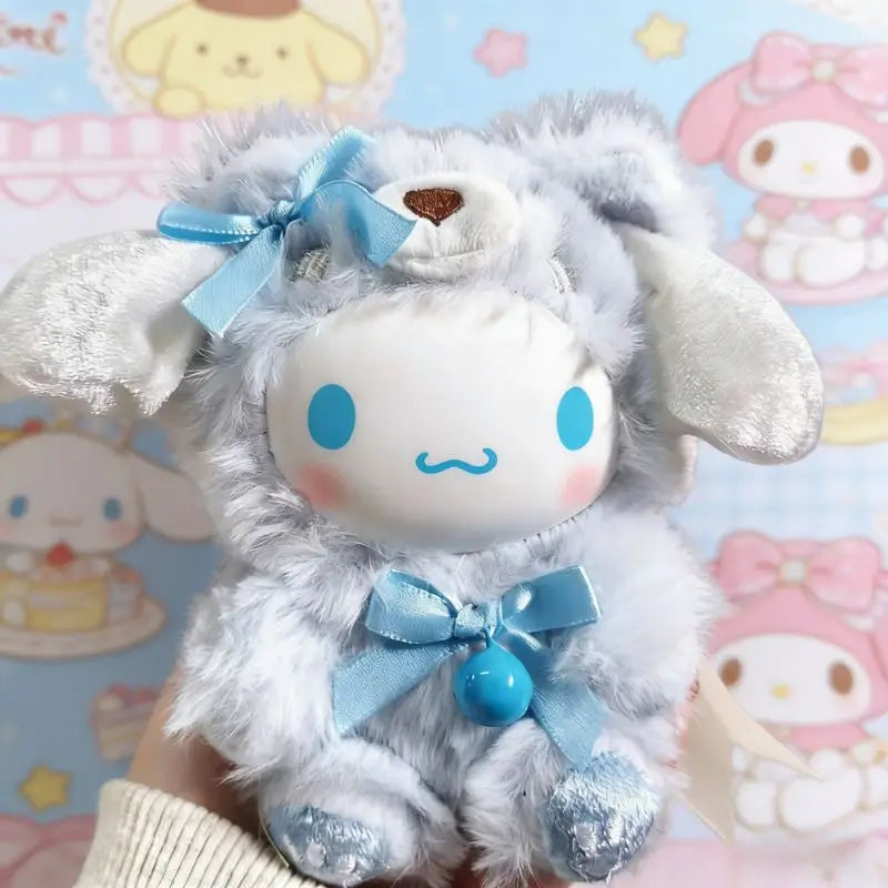 Sanrio Fox Island Blue Flutter vinyl plush blind box featuring Hello Kitty and Kuromi pendants for bags