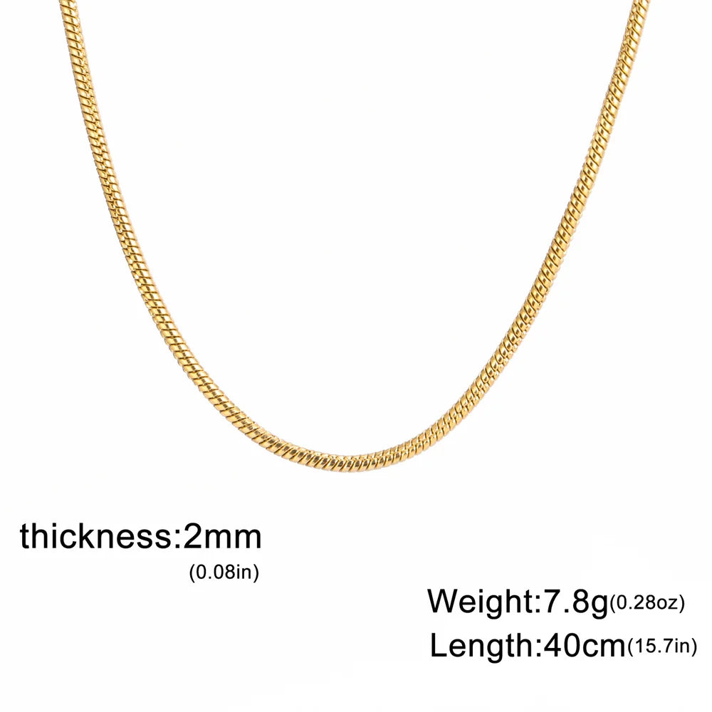 Stainless steel round snake chain necklace for unisex fashion by HSF Marketplace