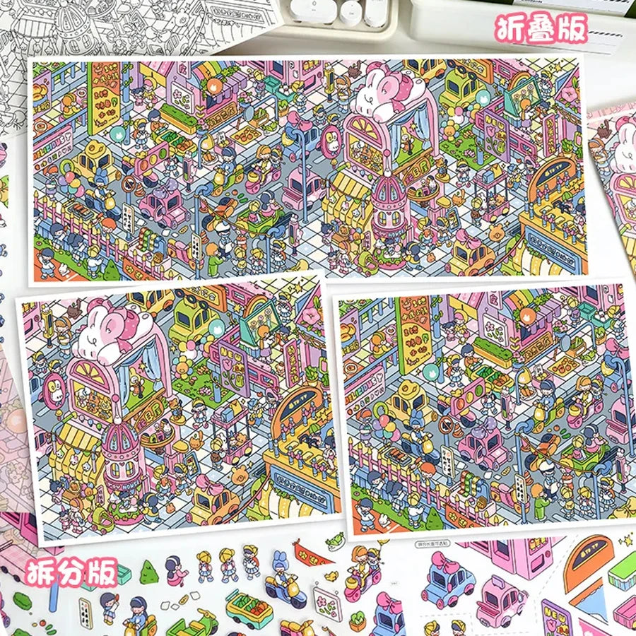Kawaii 3D city scenery stickers for DIY decor and gifts by HSF Marketplace