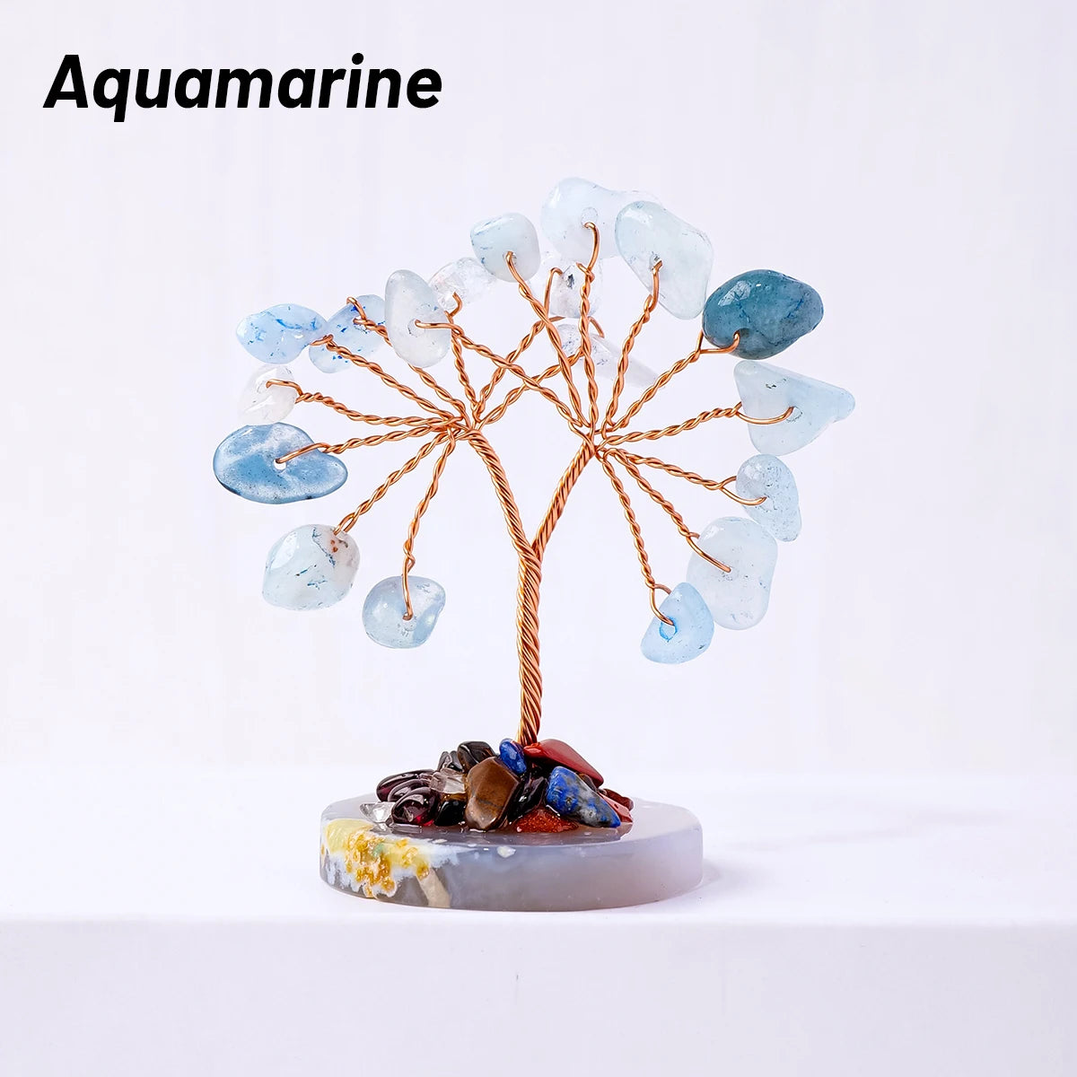 12pcs/box Natural Gemstone Crystal Chakela Lucky Tree With Agate Base Home Office Desk Living Room Crystal Decor Mini Sized Home