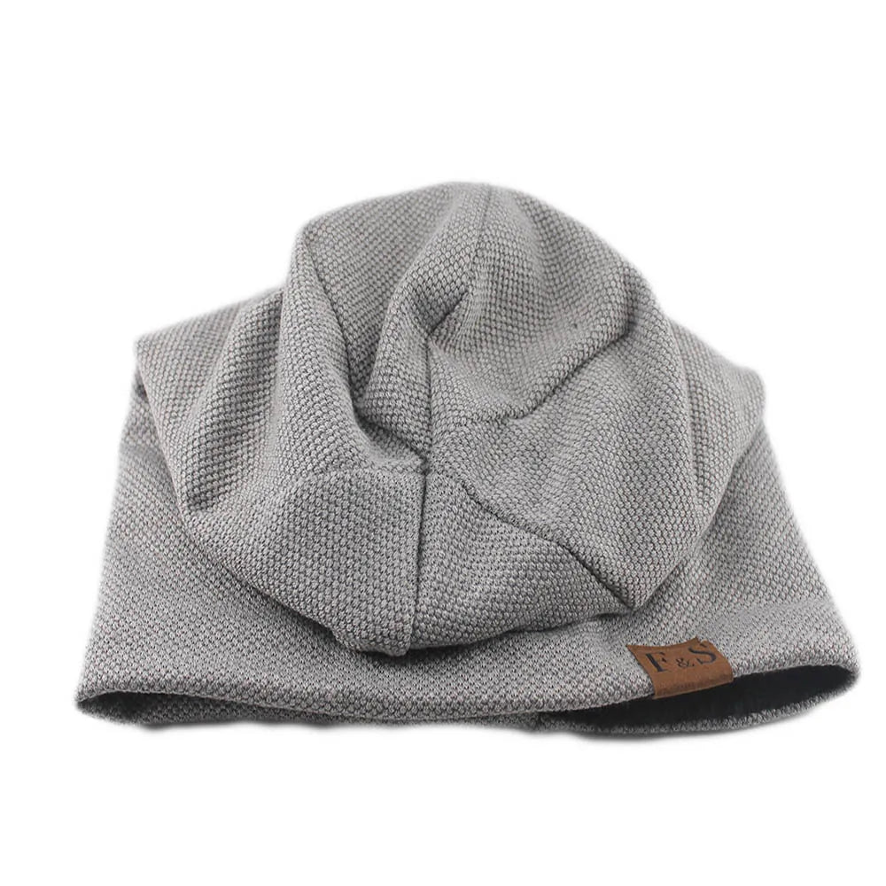 Women's autumn knitted solid color turban beanie hat, soft casual skull cap for men and women