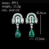 WUIHA Vintage 925 Sterling Silver Pear Cut Emerald Gemstones Drop Dangle Earrings Anniversary Gift Fine Jewelry Drop Shipping
