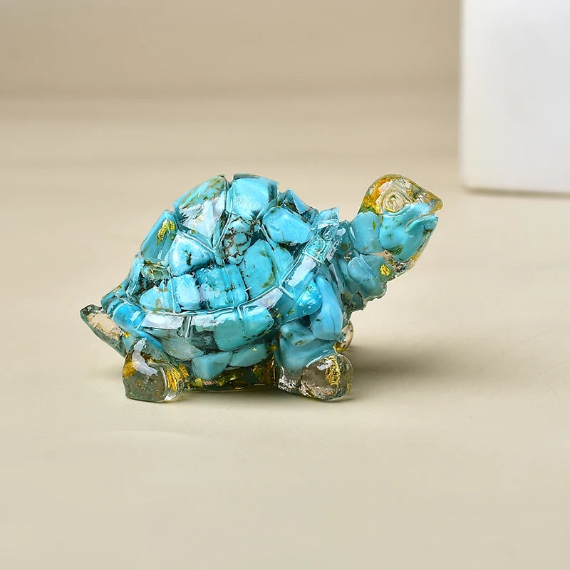 Natural Crystal Turtle, Composed of Crystal Fragments and Resin, Is an Ideal Gift for Home Decoration.