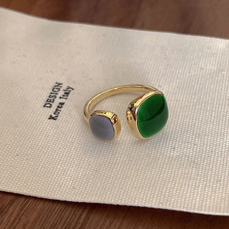 925 Sterling Silver Open Finger Ring Golden Enamel Donut Dazzling Geometric Punk For Women Jewelry Gift Dropship Wholesale