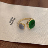 925 Sterling Silver Open Finger Ring Golden Enamel Donut Dazzling Geometric Punk For Women Jewelry Gift Dropship Wholesale