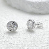 Moissanite stud earrings for women in sterling silver, elegant jewelry by HSF Marketplace