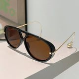 Oversized pilot sunglasses by HSF Marketplace with double bridge design, gradient lenses, metal frame, and trendy luxury style for women.