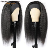 Kinky straight 22-inch human hair headband wig by HSF Marketplace, shown in a natural textured style