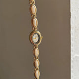 New Colored Gemstones Ladies Watch Elegant Luxury Quartz Watch Gift Oval Wristwatch